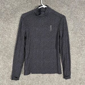 Mons Royale Shirt Womens Small Gray Animal MerinoFlex 200 Long Sleeve Base Layer